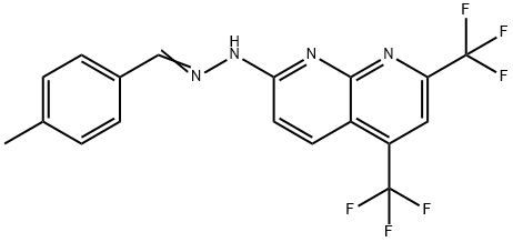 Benzaldehyde, 4-methyl-, [5,7-bis(trifluoromethyl)-1,8-naphthyridin-2-yl]hydrazone (9CI) Structure