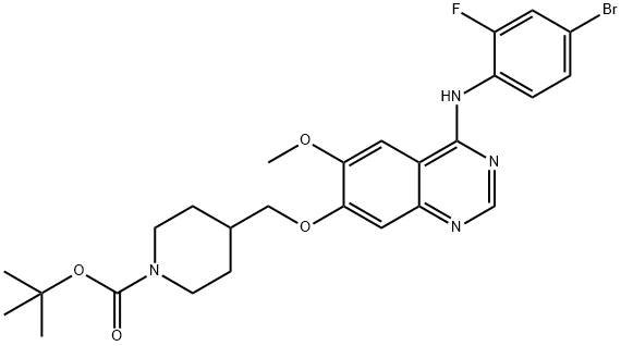 Tert-butyl 4-((4-(4-bromo-2-fluorophenylamino)-6-methoxyquinazolin-7-yloxy)methyl)piperidine-1-carboxylate 구조식 이미지