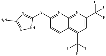 1H-1,2,4-Triazol-3-amine,5-[[5,7-bis(trifluoromethyl)-1,8-naphthyridin-2-yl]thio]-(9CI) 구조식 이미지