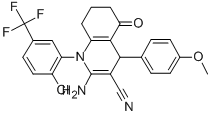 2-amino-1-[2-chloro-5-(trifluoromethyl)phenyl]-4-(4-methoxyphenyl)-5-oxo-1,4,5,6,7,8-hexahydro-3-quinolinecarbonitrile Structure