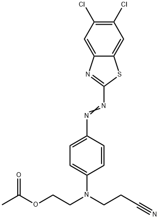 Propanenitrile, 3-[[2-(acetyloxy)ethyl][4- [(5,6-dichloro-2-benzothiazolyl)azo]phenyl]amino ]- Structure