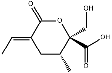 (2S,5E)-5-Ethylidenetetrahydro-2-(hydroxymethyl)-3α-methyl-6-oxo-2H-pyran-2β-carboxylic acid 구조식 이미지