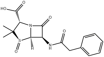 [2S-(2alpha,4beta,5alpha,6beta)]-3,3-dimethyl-7-oxo-6-(phenylacetamido)-4-thia-1-azabicyclo[3.2.0]heptane-2-carboxylic acid 4-oxide Structure