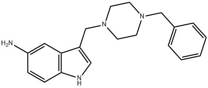 5-Amino-3-[[4-(phenylmethyl)-1-piperazinyl]methyl]-1H-indole 구조식 이미지