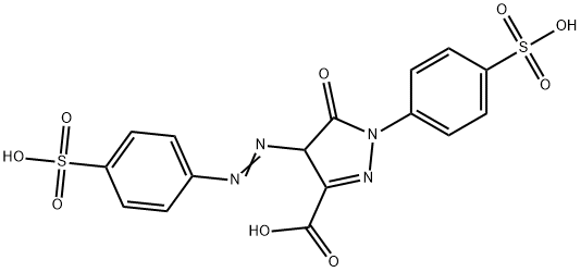 4,5-dihydro-5-oxo-1-(4-sulphophenyl)-4-[(4-sulphophenyl)azo]-1H-pyrazole-3-carboxylic acid 구조식 이미지