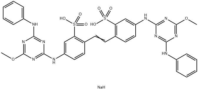 Disodium 4,4'-bis[(4-anilino-6-methoxy-1,3,5-triazin-2-yl)amino]stilbene-2,2'-disulphonate Structure