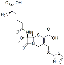 (7S)-7-[[(R)-5-Amino-5-carboxy-1-oxopentyl]amino]-7-methoxy-3-[[(1,3,4-thiadiazol-2-yl)thio]methyl]cepham-3-ene-4-carboxylic acid Structure