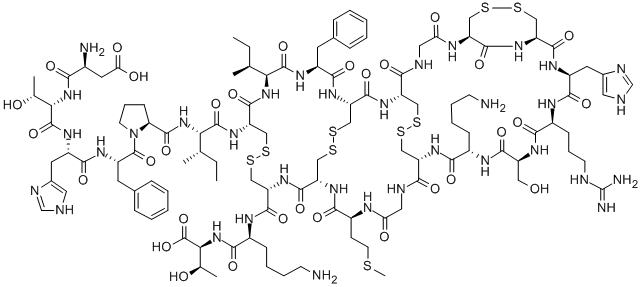 H-ASP-THR-HIS-PHE-PRO-ILE-CYS-ILE-PHE-CYS-CYS-GLY-CYS-CYS-HIS-ARG-SER-LYS-CYS-GLY-MET-CYS-CYS-LYS-THR-OH Structure