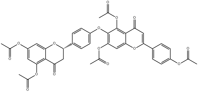 5,7-Diacetoxy-2-[4-[[5,7-diacetoxy-2-(4-acetoxyphenyl)-4-oxo-4H-1-benzopyran-6-yl]oxy]phenyl]-2,3-dihydro-4H-1-benzopyran-4-one Structure