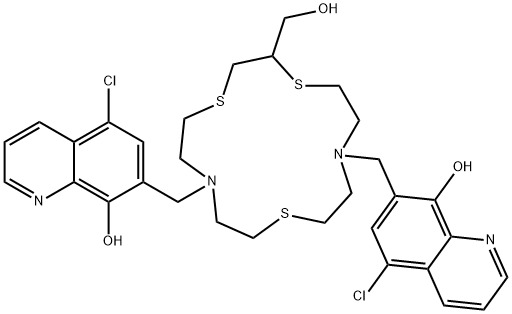 7,7'-[[2-(HYDROXYMETHYL)-1,4,10-TRITHIA-7,13-DIAZACYCLOPENTADECANE-7,13-DIYL]BIS(METHYLENE)]BIS[5-CHLORO-8-QUINOLINOL] Structure