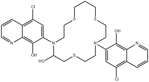 4,10-BIS(5-CHLORO-8-HYDROXY-7-QUINOLINYL)-1,7,13-TRITHIA-4,10-DIAZACYCLOHEXADECAN-9-OL 구조식 이미지