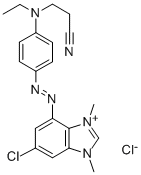 6-chloro-4-[[4-[(2-cyanoethyl)ethylamino]phenyl]azo]-1,3-dimethyl-1H-benzimidazolium chloride 구조식 이미지