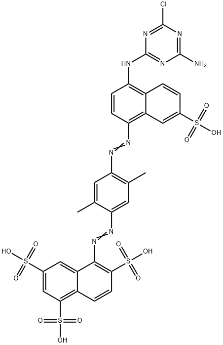 5-[[4-[[4-[(4-amino-6-chloro-1,3,5-triazin-2-yl)amino]-7-sulpho-1-naphthyl]azo]-2,5-xylyl]azo]naphthalene-1,3,6-trisulphonic acid Structure