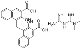 4,4'-methylenebis[3-hydroxy-2-naphthoic] acid, compound with 1,1-dimethylbiguanide (1:2) Structure