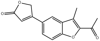 4-(2-acetyl-3-methyl-5-benzofuryl)furan-2(5H)-one 구조식 이미지