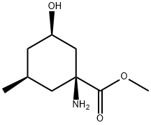 Cyclohexanecarboxylic acid, 1-amino-3-hydroxy-5-methyl-, methyl ester, Structure