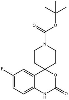 6-FLUORO-1,2-DIHYDRO-2-OXOSPIRO[4H-3,1-BENZOXAZINE-4,4'-PIPERIDINE]-1'-카르복실산1,1-디메틸에틸에스테르 구조식 이미지