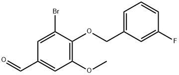 3-BROMO-4-[(3-FLUOROBENZYL)OXY]-5-METHOXYBENZALDEHYDE Structure