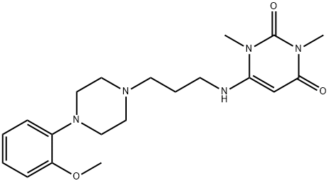 6-[[3-[4-(2-Methoxyphenyl)-1-piperazinyl]propyl]amino]-1,3-dimethyluracil 구조식 이미지