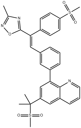 6-(1-METHANESULFONYL-1-METHYL-ETHYL)-8-(3-[(E)-2-(4-METHANESULFONYL-PHENYL)-2-(3-METHYL-[1,2,4]OXADIAZOL-5-YL)-VINYL]-PHENYL)-QUINOLINE 구조식 이미지