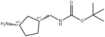 Carbamic acid, [[(1R,3S)-3-aminocyclopentyl]methyl]-, 1,1-dimethylethyl ester, Structure