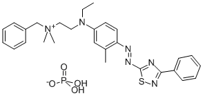 benzyl[2-[ethyl[4-[(3-phenyl-1,2,4-thiadiazol-5-yl)azo]-m-tolyl]amino]ethyl]dimethylammonium dihydrogen phosphate 구조식 이미지