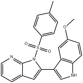 2-(5-Methoxy-1H-indol-3-yl)-1-tosyl-1H-pyrrolo[2,3-b]pyridine 구조식 이미지