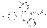 3-acetoxy-5-[2-(dimethylamino)ethyl]-2,3-dihydro-2-(4-methoxyphenyl)-1,5-benzothiazepin-4(5H)-one  구조식 이미지