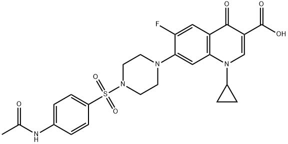 3-Quinolinecarboxylic acid, 7-[4-[[4-(acetylaMino)phenyl]sulfonyl]-1-piperazinyl]-1-cyclopropyl-6-fluoro-1,4-dihydro-4-oxo- 구조식 이미지