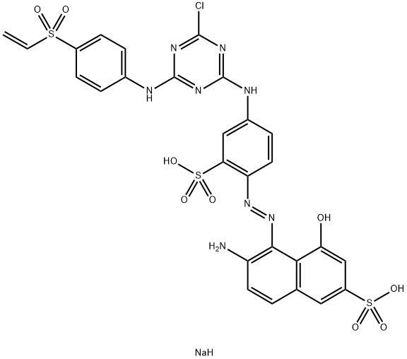 6-Amino-5-[[4-[[4-chloro-6-[[4-(ethenylsulfonyl)phenyl]amino]-1,3,5-triazin-2-yl]amino]-2-sulfophenyl]azo]-4-hydroxy-2-naphthalenesulfonic acid disodium salt Structure