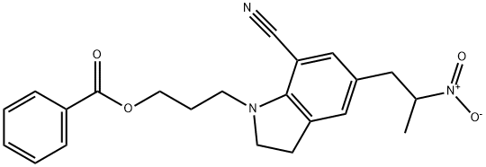 1-[3-(Benzoyloxy)propyl]-2,3-dihydro-5-(2-nitropropyl)-1H-indole-7-carbonitrile 구조식 이미지