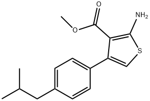 2-AMINO-4-(4-ISOBUTYL-PHENYL)-THIOPHENE-3-CARBOXYLIC ACID METHYL ESTER Structure