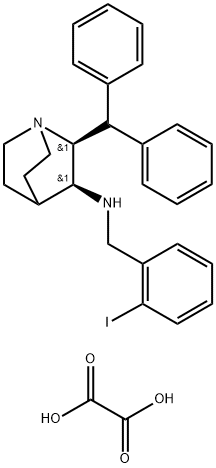 cis-2-(Diphenylmethyl)-N-[(2-iodophenyl)methyl]-1-azabicyclo[2.2.2]octan-3-amine  oxalate  salt Structure