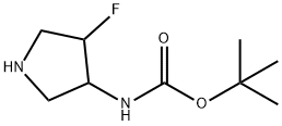 Carbamic acid, (4-fluoro-3-pyrrolidinyl)-, 1,1-dimethylethyl ester (9CI) Structure