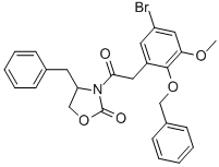 3-[[5-BROMO-3-METHOXY-2-(PHENYLMETHOXY)PHENYL]ACETYL]-4-(PHENYLMETHYL)-2-OXAZOLIDINONE 구조식 이미지