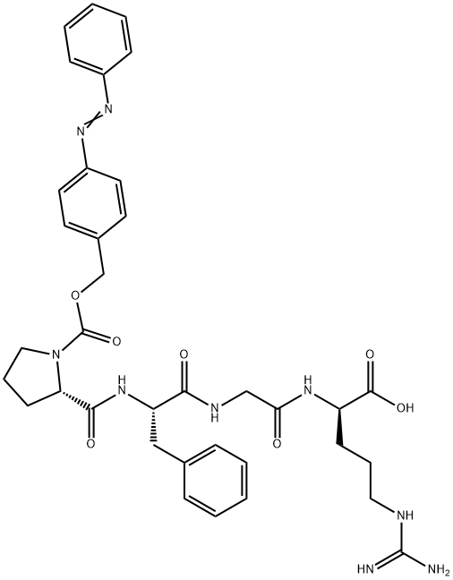 N2-[N-[N-[1-[[[4-(phenylazo)phenyl]methoxy]carbonyl]-L-prolyl]-L-phenylalanyl]glycyl]-D-arginine Structure