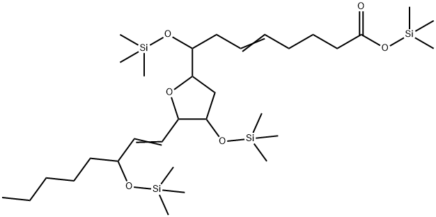 8-[Tetrahydro-4-[(trimethylsilyl)oxy]-5-[3-[(trimethylsilyl)oxy]-1-octenyl]furan-2-yl]-8-[(trimethylsilyl)oxy]-5-octenoic acid trimethylsilyl ester Structure