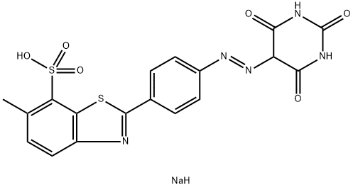 sodium [4-[(hexahydro-2,4,6-trioxopyrimidin-5-yl)azo]phenyl]-6-methylbenzothiazole-7-sulphonate 구조식 이미지