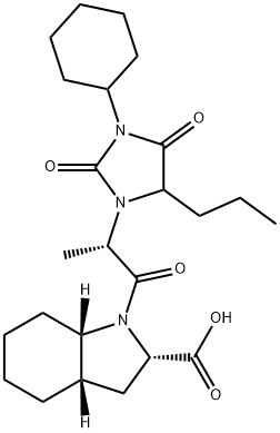 (2S,3aS,7aS)-1-[(2S)-2-(3-Cyclohexyl-2,4-dioxo-5-propyl-1-iMidazolidinyl)-1-oxopropyl]octahydro-1H-Indole-2-carboxylic Acid 구조식 이미지