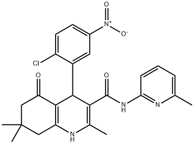 4-{2-chloro-5-nitrophenyl}-2,7,7-trimethyl-N-(6-methyl-2-pyridinyl)-5-oxo-1,4,5,6,7,8-hexahydro-3-quinolinecarboxamide Structure