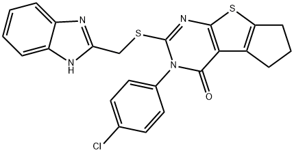 2-[(1H-benzimidazol-2-ylmethyl)sulfanyl]-3-(4-chlorophenyl)-3,5,6,7-tetrahydro-4H-cyclopenta[4,5]thieno[2,3-d]pyrimidin-4-one Structure