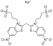 hydrogen 6-nitro-2-[[6-nitro-3-(3-sulphonatopropyl)-3H-benzothiazol-2-ylidene]methyl]-3-(3-sulphonatopropyl)benzothiazolium, sodium salt 구조식 이미지