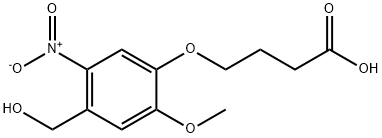 4-(4-하이드록시메틸-2-메톡시-5-니트로페녹시)부티르산 구조식 이미지
