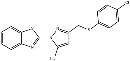 1-(1,3-benzothiazol-2-yl)-3-{[(4-chlorophenyl)thio]methyl}-1H-pyrazol-5-ol Structure