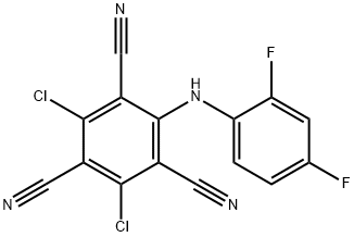 2,4-Dichloro-6-[(2,4-difluorophenyl)amino]-1,3,5-benzenetricarbonitrile Structure