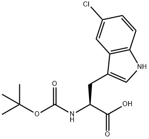2-[(tert-butoxycarbonyl)amino]-3-(5-chloro-1H-indol-3-yl)propanoic acid 구조식 이미지