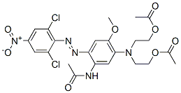 N-[5-[Bis[2-(acetyloxy)ethyl]amino]-2-[(2,6-dichloro-4-nitrophenyl)azo]-4-methoxyphenyl]acetamide 구조식 이미지