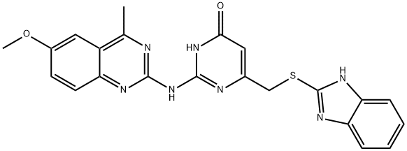 4-PYRIMIDINOL, 6-[(1H-BENZIMIDAZOL-2-YLTHIO)METHYL]-2-[(6-METHOXY-4-METHYL-2-QUINAZOLINYL)AMINO]- Structure