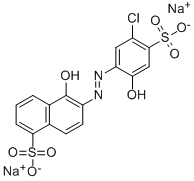 6-((5-클로로-2-하이드록시-3-설포페닐)아조)-5-하이드록시-1-나프탈렌설폰 산, 디나트륨 염 구조식 이미지