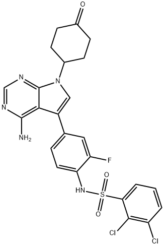 BenzenesulfonaMide, N-[4-[4-aMino-7-(4-oxocyclohexyl)-7H-pyrrolo[2,3-d]pyriMidin-5-yl]-2-fluorophenyl]-2,3-dichloro- Structure